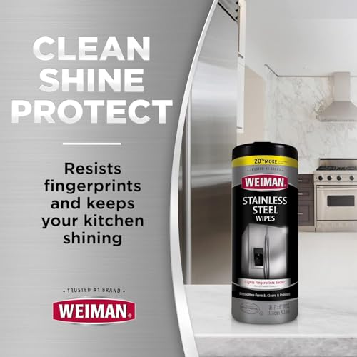 Weiman Stainless Steel Cleaning Wipes [2 Pack] Removes Fingerprints, Residue, Water Marks and Grease From Appliances - Works Great on Refrigerators, Dishwashers, Ovens, Grills and More - style: 30 Count (Pack of 2)