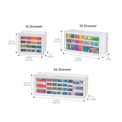 IRIS USA 26-Drawer Teacher Toolbox, Building Bricks Craft Storage, White - color: White, size: 26 Drawer
