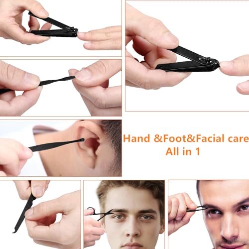 Aceoce Manicure Set Professional Nail Clippers Set Manicure Pedicure Kit - color: Black and Red