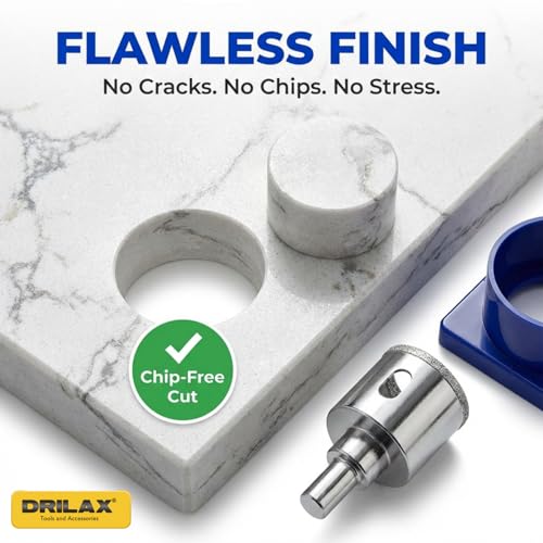Drilax 1-3/8 Inch Diamond Hole Saw Kit with Water Guide for Countertops - size: 1-3/8 inch