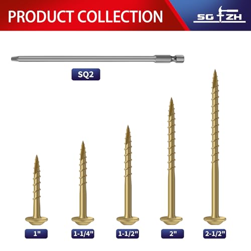 Pocket Hole Screws #8 x 2-1/2" (206Pcs) 2lb. Carbon Steel, Tan, Washer Head, Coarse Thread, Square Drive,150MM Drive Bit Included - color: Tan, size: #8 x 2-1/2"