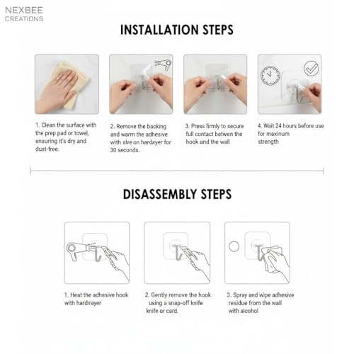 24 Pack Heavy Duty Self Adhesive Hooks-33lb(Max), Transparent Nail Free, Waterproof, Sticky Wall Hooks for Keys, Coat, Shower, Outdoor, Kitchen, Home Improvement.