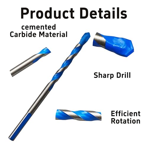 5PCS 15/64" Solid Carbide Drill Bit Set, Masonry Drill Bits, Concrete Drill Bits, Carbide Drill Bits for Glass, Tile, Brick, Cement, Plastic, Wood - size: 15/64"-5PCS