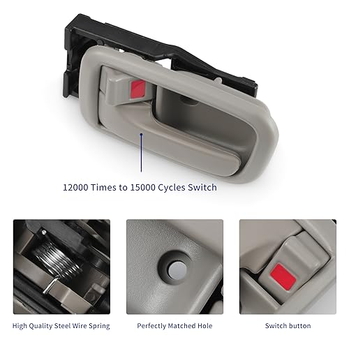 Pair of Interior Door Handles W/Bezel (Light Gray) for Toyota Tundra (Standard/Regular/Extended Cabs ONLY) 2000 2001 2002 2003 2004 2005 2006,Front Left Driver & Right Passenger Side - size: Front Left & Right