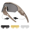 ONNAIS Safety Glasses ANSI Z87.1+ with Earplugs NRR 32dB - color: Khaki