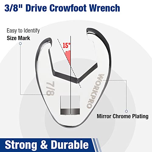WORKPRO 3/8" Drive Crowfoot Flare Nut Wrench Set, SAE 3/8-1in - size: SAE System
