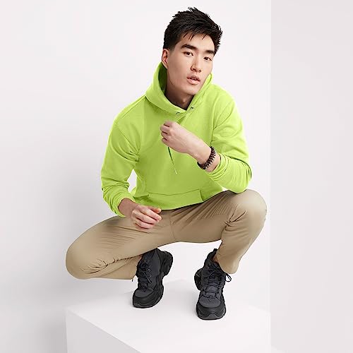 Hanes Men's Hoodie - EcoSmart Fleece Hooded Sweatshirt for Men & Women - Midweight Fleece - Big & Tall Available - color: Safety Green, size: Large