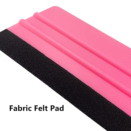 CCyanzi 4inch Vinyl Squeegee Tool Window Film Squeegee Decal Scraper Sign-Making Graphic Wallpaper Application, Felt Edge Protection Prevents Scratches - 10Piece Pink - color: Pink