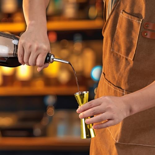 Briout Double Cocktail Jigger for Bartending, 2 OZ & 1 OZ, Flat Edge Gold - color: Gold, size: Flat Edge-1oz/2oz-1PC