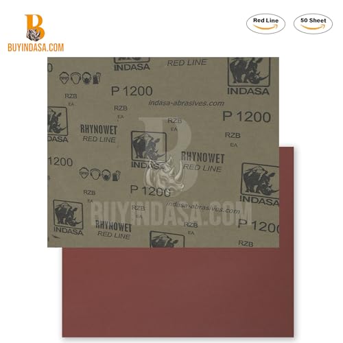 INDASA Rhynowet Red Line Wet Dry Sanding Sheets 9 x 11 Inch 600 Grit Waterproof Latex Backing Abrasive Paper for Wood Metal Automotive Surface Prep Pack of 50 - size: 600-Grit 9"x11"