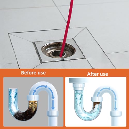 100FT Sewer Jetter Kit for Pressure Washer, 5800PSI Drain Cleaner Hose - color: Red-100FT hose