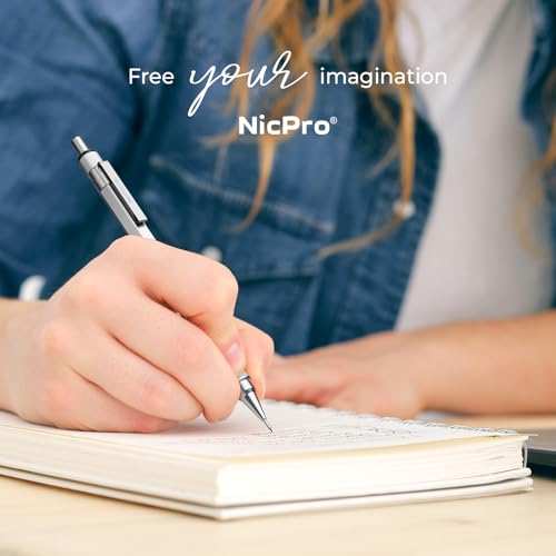 Nicpro 3 Pack Blocky Gear 0.5 mm Metal Mechanical Pencils Set with Case - style: 0.5mm