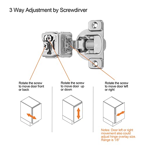 Soft Close Cabinet Hinges for Kitchen, 1-1/4” Overlay, 4 Pack - size: 1-1/4 Inch Overlay