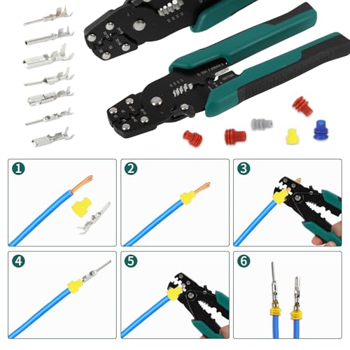 812Pcs Pin Connector Kit with Crimping Pliers - Terminal Pin 1/1.5/1.8/2/2.2/2.3/2.8/3.5mm Non-Insulated Plug Removal Male & Female Wire Pins - Automotive Car Electrical - size: 1.5mm, 1.8mm, 2mm, 2.2mm, 2.3mm, 2.8mm, 3.5mm