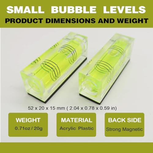 4-Pack Magnetic Mini Bubble Levels, 52 mm, Three-Line Vials