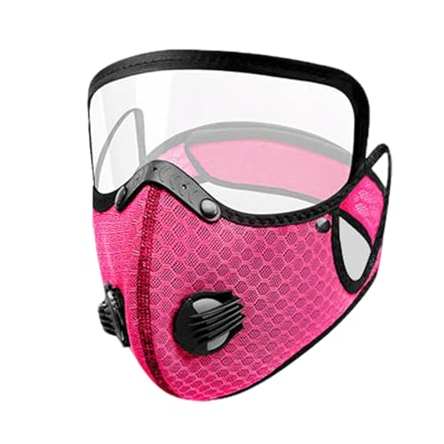 KISSOURBABY Outdoor Cycling Face Mask with Eye Shield Breathable Mesh Valve Snug Fit for Biking Camping Daily Use Rose - color: Rose
