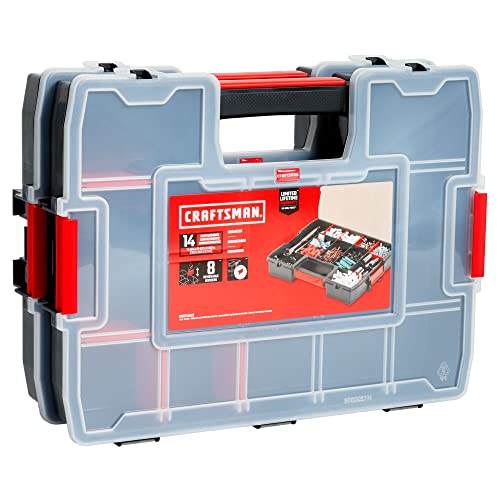 CRAFTSMAN Tool Organizer, 2-Packs with 14-Compartments, Lid Includes Secure Latch (CMST60944M) - size: 2 Pack (14.6" L x 5.2" W x 11.4" H), style: Double Pack