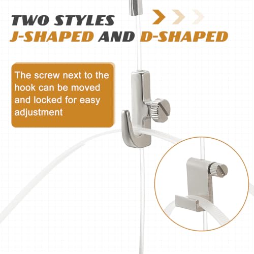 Dunzy 10 Pcs Picture Rail Hooks for Hanging, 71" Clear Nylon Cord, Zinc - color: Zinc, size: 71" Clear Nylon Cord
