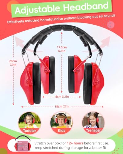 ZOHAN 032 Kids Noise Cancelling Headphones - 25dB NRR Kids Ear Protection, Hearing Protection Safety Ear Muffs for School Monster Truck Fireworks Traveling Studying Concerts Autism - Red - color: 1pack - Red
