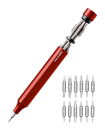 HOTO 24 in 1 Mini Screwdriver Set, Magnetic Torx Bit Set, Eyeglass Repair Kit, EDC Pen Screwdriver for Electronics, Watches, Phones, Laptops, Cameras, Gadgets for Men, Cinnabar Red | Magnetic Torx Bit Set, EDC Pen Screwdriver for Electronics, Watches, Pho