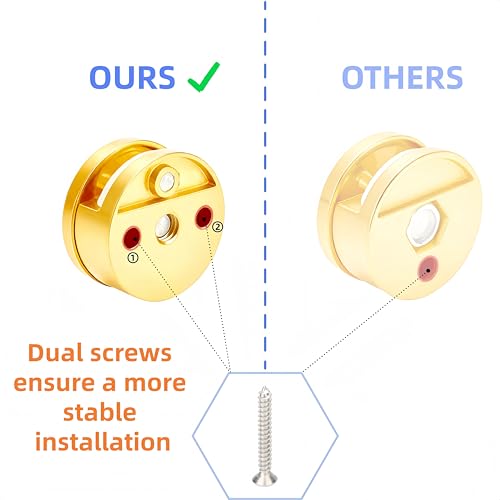 Gold Frameless Mirror Mounting Hardware Kit Round Shape Wall-Mounted Mirrors Bracket Glass Clips Bathroom Mirrors Supporting Shelf Clamps Fits for 3-5mm Thick Glass Gytovvvz(4 Pack