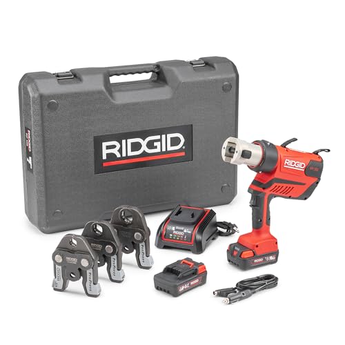RIDGID 67058 RP 350 ProPress Pressing Tool and Battery Kit with ProPress Tool, 1/2" to 1" ProPress Jaws, 18-Volt Battery, Charger, and Case - style: Battery Kit W/ProPress Jaws (1/2" - 1" Jaws Capacity)