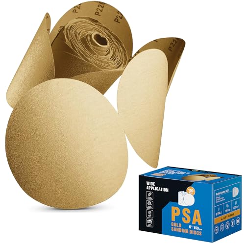 S SATC 100 PCS PSA Sanding Discs 6 Inch Adhesive Backed Sandpaper 220 Grit Sander Attachment for Drill Self Stick Aluminum Oxide Round Automotive Sandpaper with Sticky Back - style: 220 Grit