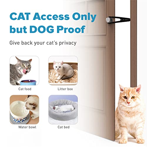Neobay Cat Door Latch with Stabilizer, Keeps Dogs Out of Litter Box - color: Black 2 Packs