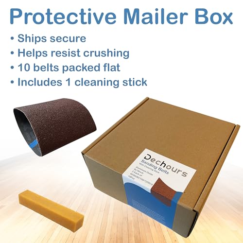 8" x 19" Sanding Belts, 10 Pack Assorted 40/60/80/100/120 Grit with Cleaning Stick – Aluminum Oxide Drum Sander Sandpaper for EZ-8, Hardwood Floor Refinishing & Wood Surface Prep