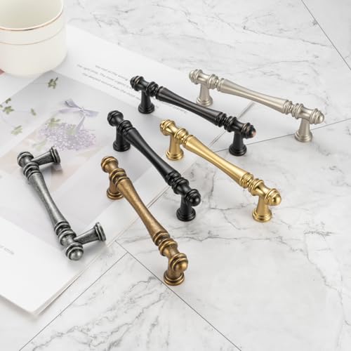 KOOFIZO 10 Pack 3-3/4 in Antique Brass Cabinet Pull Brass Drawer Handle P30 - color: Antique Brass, size: 3-3/4" CC - 10Pcs