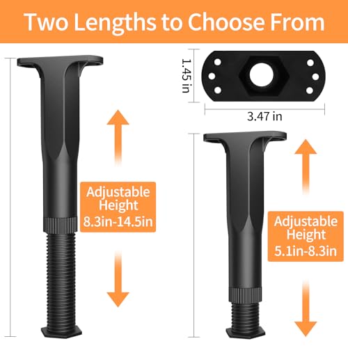 Jonkehai 8PCS Adjustable Bed Support Legs Bed Frame Support Legs Adjustable Bed Legs for King Queen Bed Slats, Heavy Duty Frame, Sofa, Dresser, Chair, Table, Cabinet and Wooden Furniture 5.1"-8.3" - size: 8pcs (5.1"-8.3")