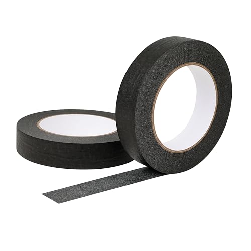 2 Pack Black Painters Tape 1 inch Wide Black Masking Tape Paint Tape Paper Tape 1 inch x 55 Yards x 2 Rolls (110 Yards in Total) - color: Black, size: 1 Inch (2-Pack)