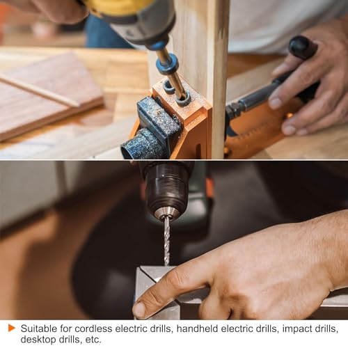 HARFINGTON 2pcs Pocket Hole Drill Bit 5/16" Dia 5/32" Tip Round Shank Replacement Twist Step Drill Bit with M8 Depth Stop Collar and Wrench for Woodworking - size: 5/32"