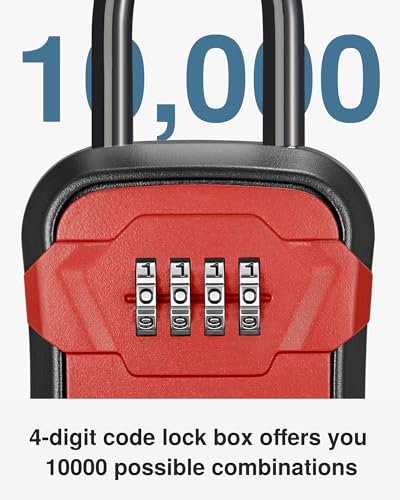 Puroma Key Lock Box for House Keys Combination Lockbox with Code, 1 Red - color: Red