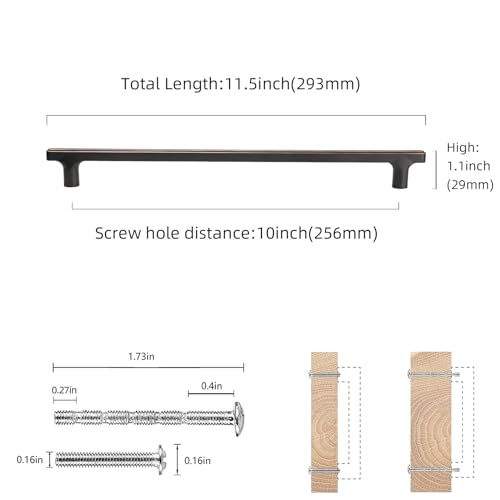 COTYKILEY 10 Pack 10 Inch(256mm) Oil Rubbed Bronze Cabinet Handles Kitchen Cabinet Pulls Kitchen Cabinet Hardware - color: Oil Rubbed Bronze, size: 10" Hole Center（256MM）