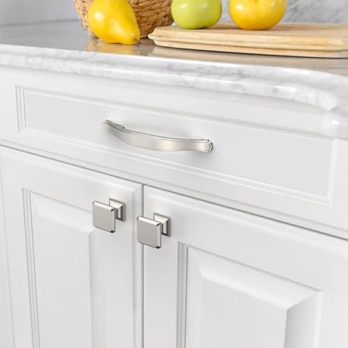 Amerdeco 10 Pack Brushed Satin Nickel Cabinet Pulls 3.75 Inch(96mm) Hole Center Drawer Pulls Cabinet Hardware Kitchen Cabinet Handles for Bathroom ZH0068 - color: Brushed Satin Nickel, size: 3.75"/96MM Hole Center
