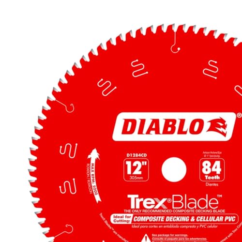 Diablo TrexBlade Saw Blade - 12" Diameter, 84 MTCG Teeth, 1" Arbor - size: 12" dia × 84 MTCG teeth - Composites/Plastic
