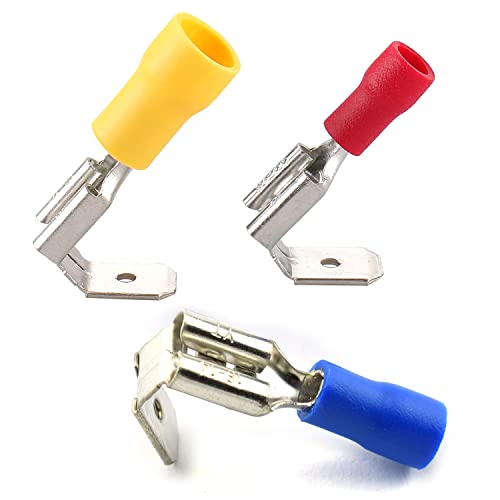 100PCS Semi-Insulated Piggyback Spade Connectors 1/4" 22-10 AWG Female/Male Quick Disconnect Piggyback Spade Crimp Terminals Assortment Kit