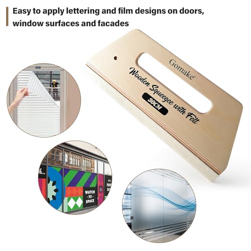 Gomake Wallpaper Smoothing Tool Large Wooden Squeegee with Felt Edge