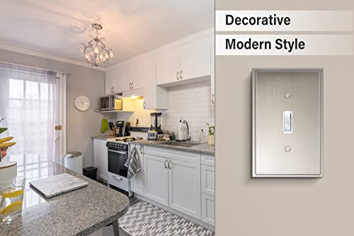 Henne Bery Soft Modern Decorative Wall Plate Switch Plate Outlet Cover (Single Toggle 2PK, Satin Nickel) - style: Single Toggle 2PK