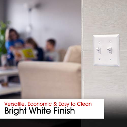 Power Gear Light Switch Wall Plate Cover, Double Toggle Style, White - color: White, style: Oversized