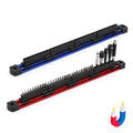 Mayouko 2PCS Magnetic Aluminum Screwdriver Drill Bit Organizer, Sliding Drill Bit Holder with Strong Magnetic Rail, 80 Holes Bit Storage, Hex Bit Organizers, Red And Blue(Bits Not Included)