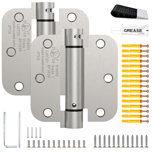 2 Pack 3.5 Inch Self Closing Door Hinges Kit, Satin Nickel - color: Satin Nickel - kit, size: 3.5" (2 Pack)