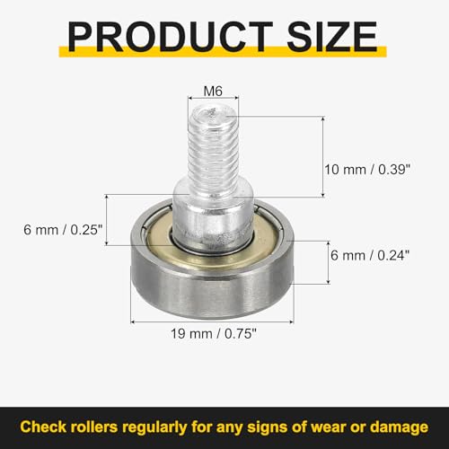 uxcell 10 PCS Drawer Rollers 19mm x 6mm Wheel 6mm Step, Steel Bearing Roller Drawer Pulley Bearing Replacement Wheels for Windows Sliding Door Track Guide, M6 x 10mm Thread - size: 6mm