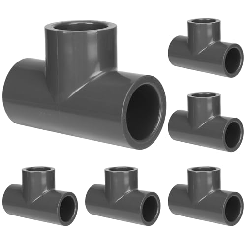 6 Pack Schedule 80 PVC Pipe Fitting Tee, 1" Socket, Compatible with 801 Series, Heavy Duty Gray PVC Tee for Industrial, Irrigation & Plumbing Applications - size: 1" Socket