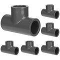 6 Pack Schedule 80 PVC Pipe Fitting Tee, 1" Socket, Compatible with 801 Series, Heavy Duty Gray PVC Tee for Industrial, Irrigation & Plumbing Applications - size: 1" Socket