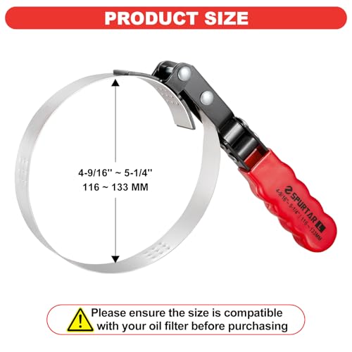 Spurtar Large Oil Filter Wrench Adjustable Swivel Oil Filter Removal Tool - size: Large: 4-9/16" - 5-1/4"