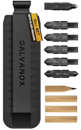 Replacement Flat Bits for Leatherman Multi-Tool with Holder - Set Includes Phillips #1-2, Flat 3/16, Glass Breaker Bit, and Carpenter Pencil Bits - style: Bit Set C