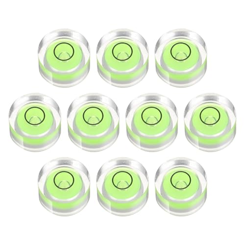 PATIKIL 10pcs Round Bubble Level 13x7mm Mini Circular Bullseye Spirit Levels Measuring Layout Tools for Leveling Camera Tripod Telescope Workshop Turntable Pictures Frame, Green
