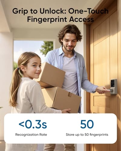 eufy Security Smart Lock C33, Keypad Door Lock with Handle, Built-in Wi-Fi - color: Nickel